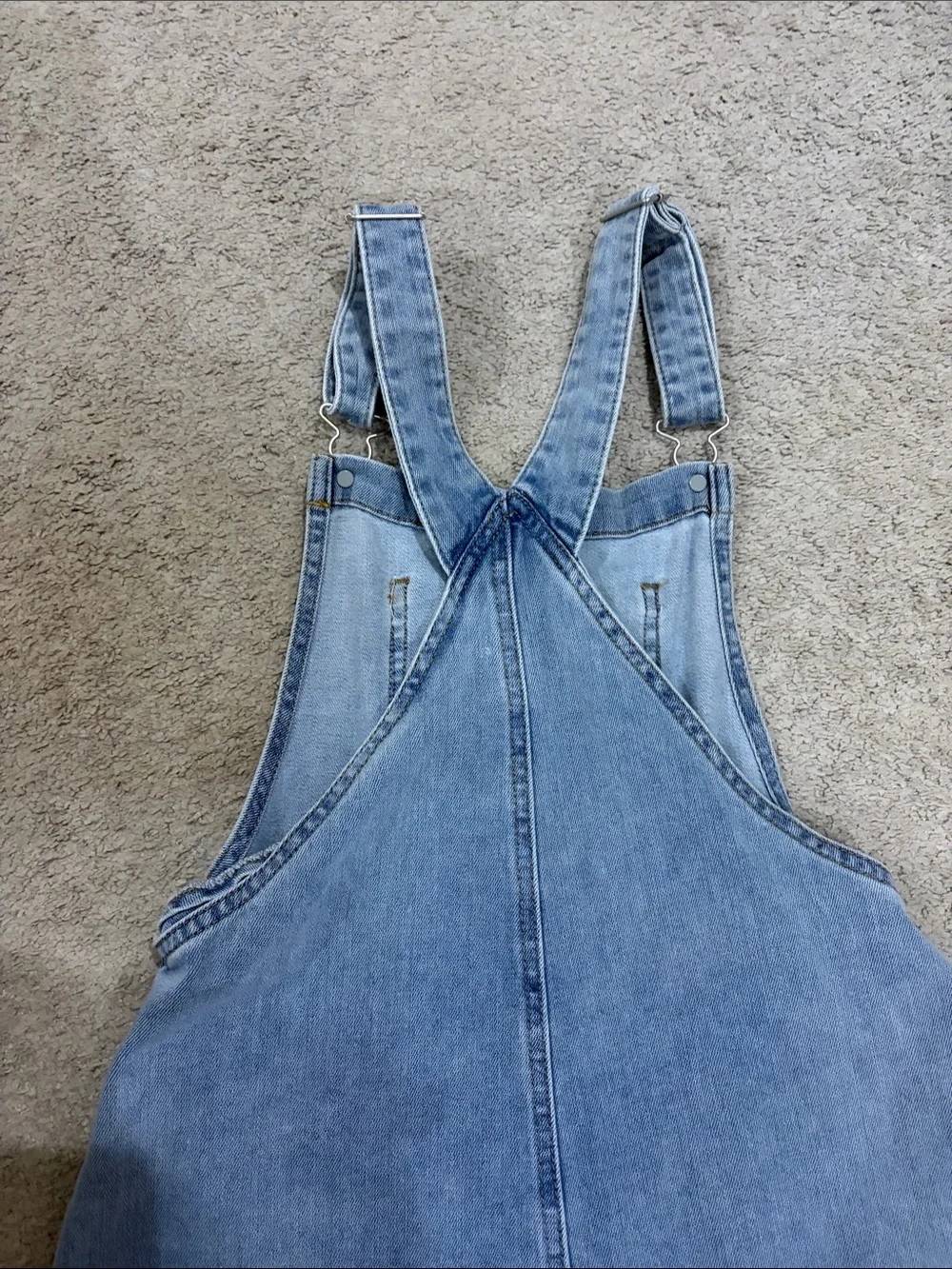 Tractr Light Blue Denim Crochet Accent Short Overalls